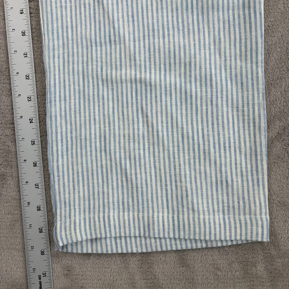 REFORMATION Mason Relaxed Wide Leg Pants 2 Blue White Striped‎ 100% Linen NWOT